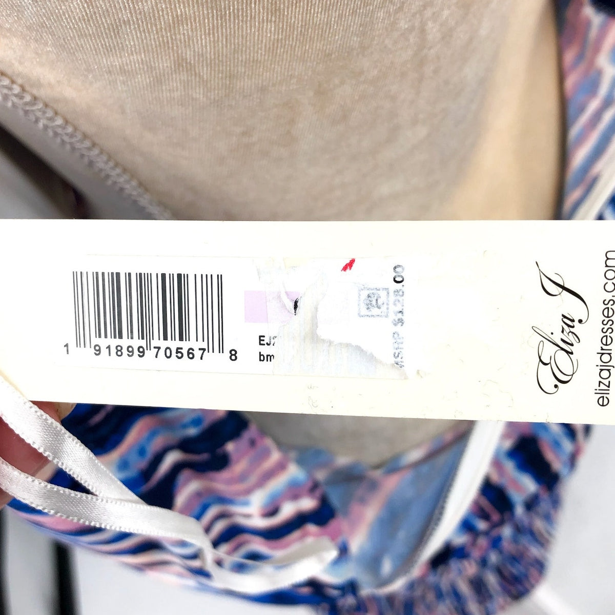 ELIZA J Keyhole Twist Maxi Dress Size 6 Blue Multi Printed Halter Neck NWT
