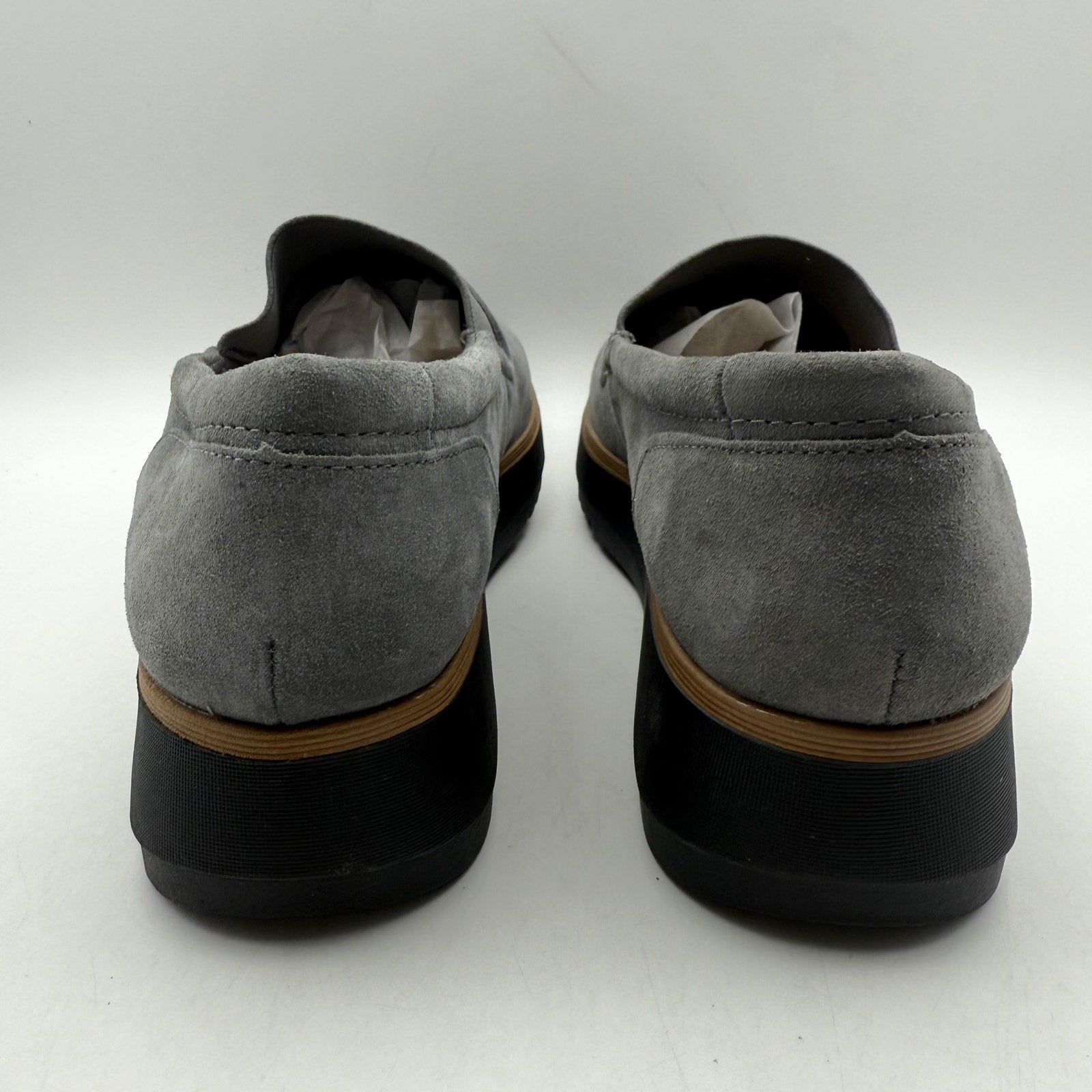 Clarks Womens Zylah Sky Platform Loafers US 11 M EU 42.5 Grey Suede NWOB