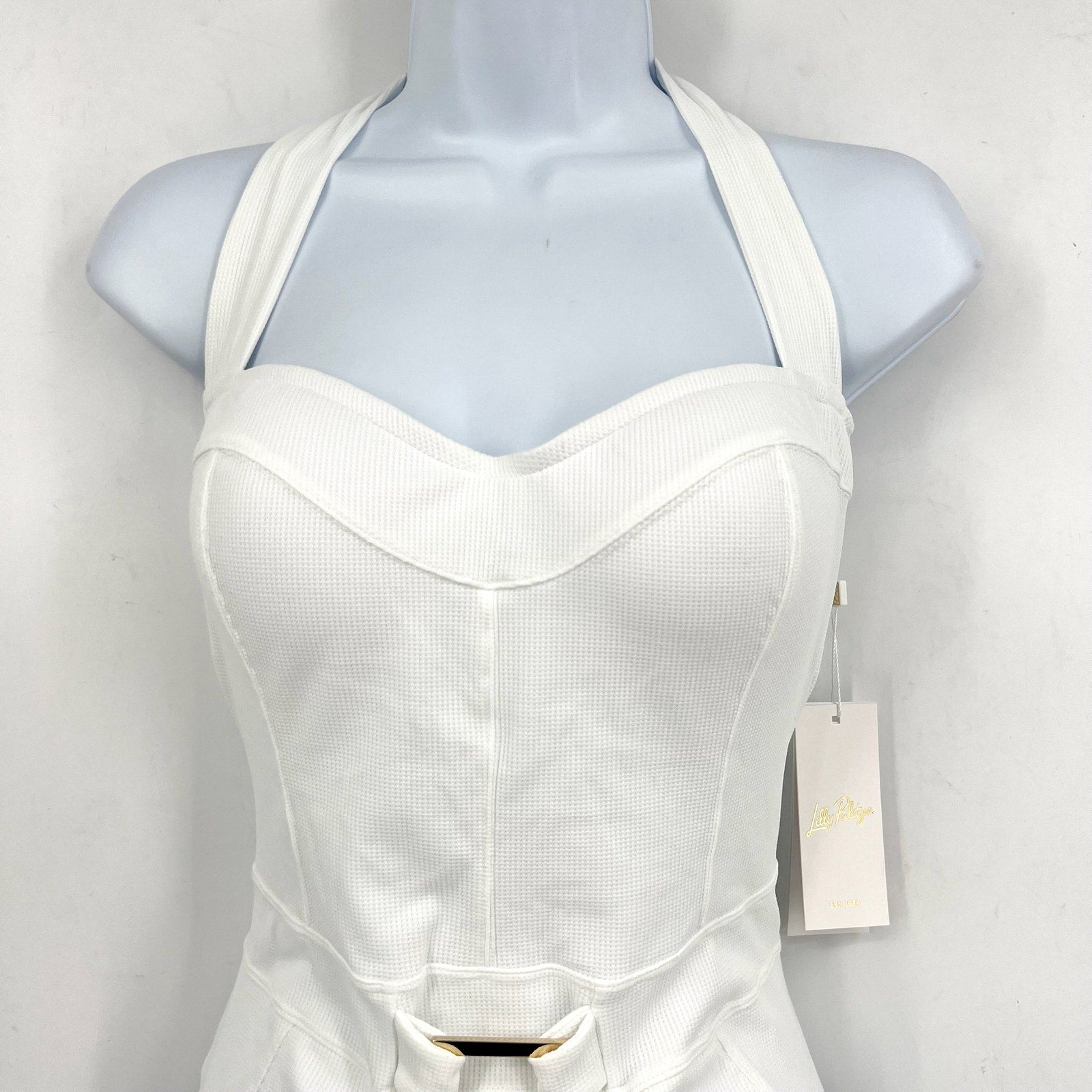 LILLY PULITZER Womens Jyn One-Piece Swimsuit Size 10 Resort White Belt NWT