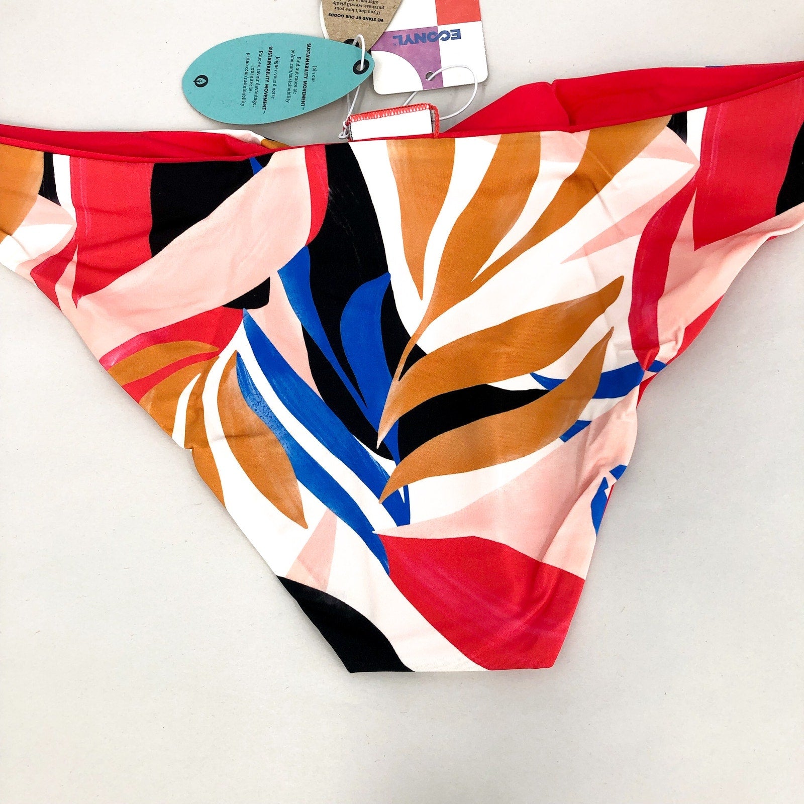 PRANA Women's Elina Reversible Bikini Bottoms Large Red Tropics Print Floral NWT