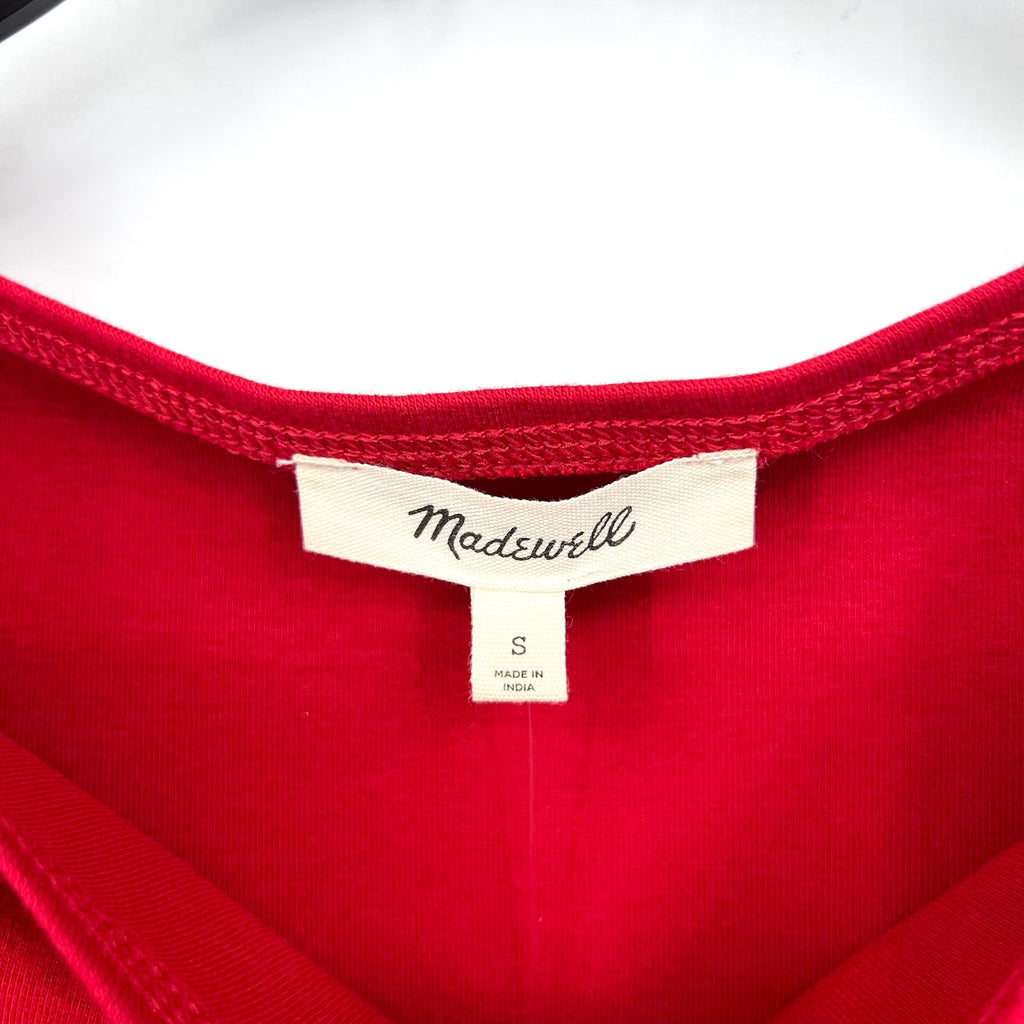 MADEWELL Women's Sleeveless Boat Neck Shirt Small Red Crimson NU773 NWT