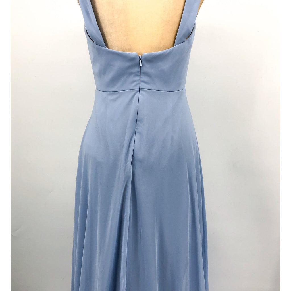 AFTER SIX Lux Chiffon Sweetheart Maxi Dress Size 6R Sky Blue Wide Strap NWT
