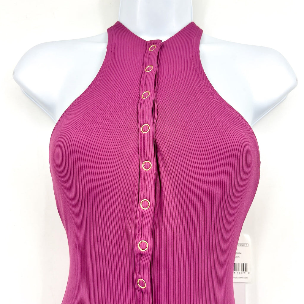 ROBIN PICCONE Amy One Piece Swimsuit Size 2 Purple Lotus High Neck Open Back NWT