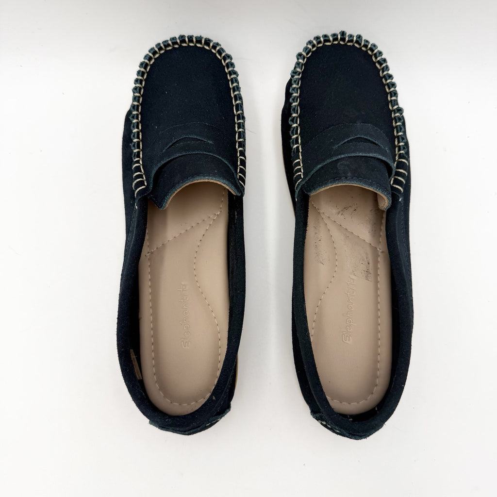 Elephantito Big Boys Alex Driver Moccasin Loafers Size 5 Navy Blue Suede NWOB