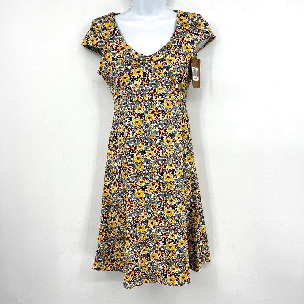 TOAD & CO Womens Rosemarie Dress XS Yellow Red Barley Floral Short Sleeve NWT