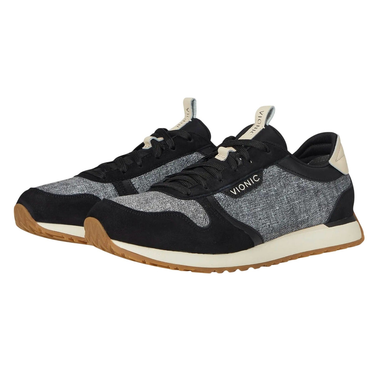 Vionic Womens Monarch Casual Sneakers Size 6 EU 36 Ivory Black Suede NIB