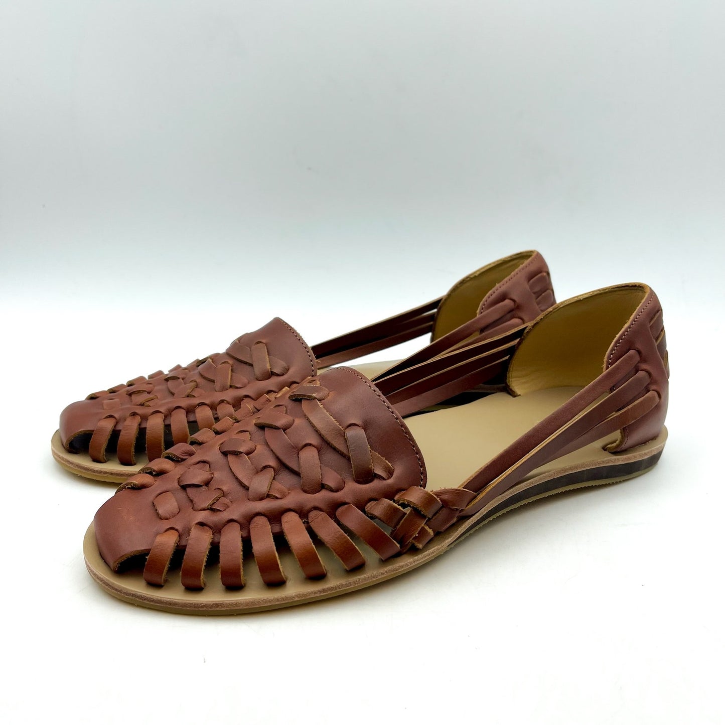 NISOLO Mens Huarache Water Resistant Sandals US 8.5 Brandy Leather NWOB