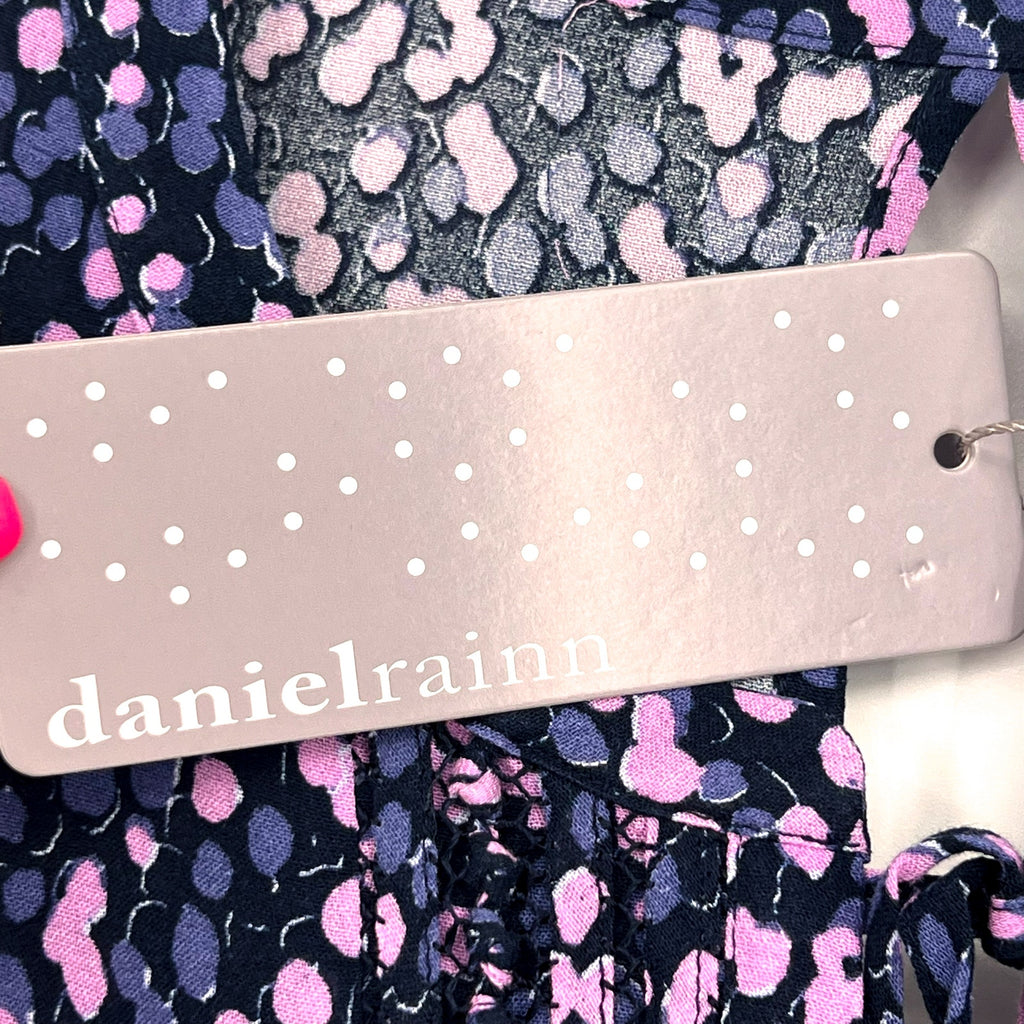 DANIEL RAINN Women's Sleeveless Blouse 1X Purple Pink Print Tie-Front NWT