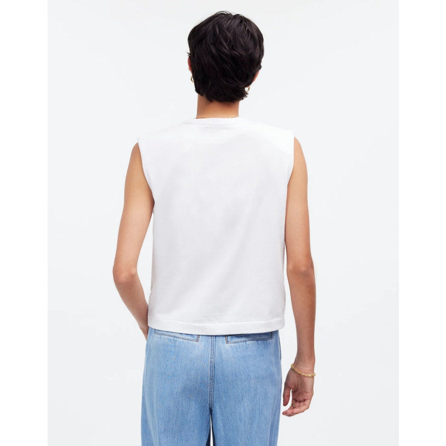 MADEWELL Women's Structured Muscle Tee Small Eyelet White Crewneck NR246 NWT