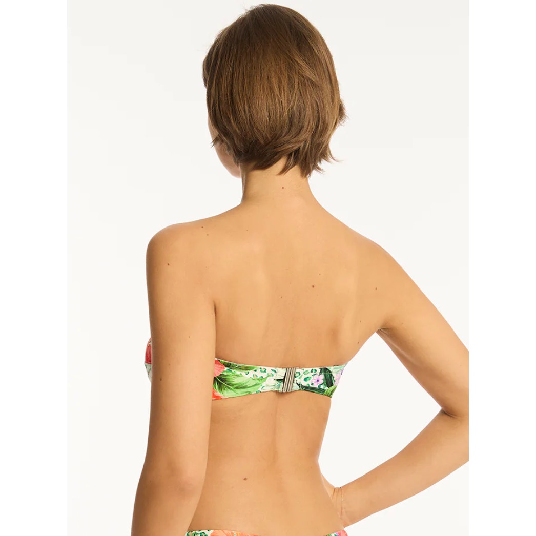 SEA LEVEL SWIM Dolce Twist Bandeau Bikini Top Size 6 Green Multi Print NWT