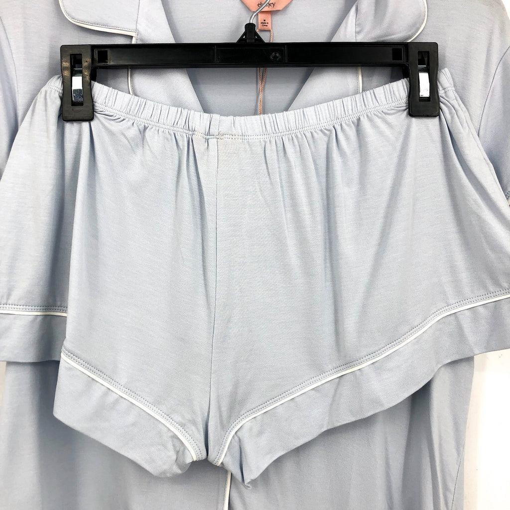 EBERJEY Gisele Shortie Short PJ Set Medium Ice Blue Ivory TENCEL Modal NWT