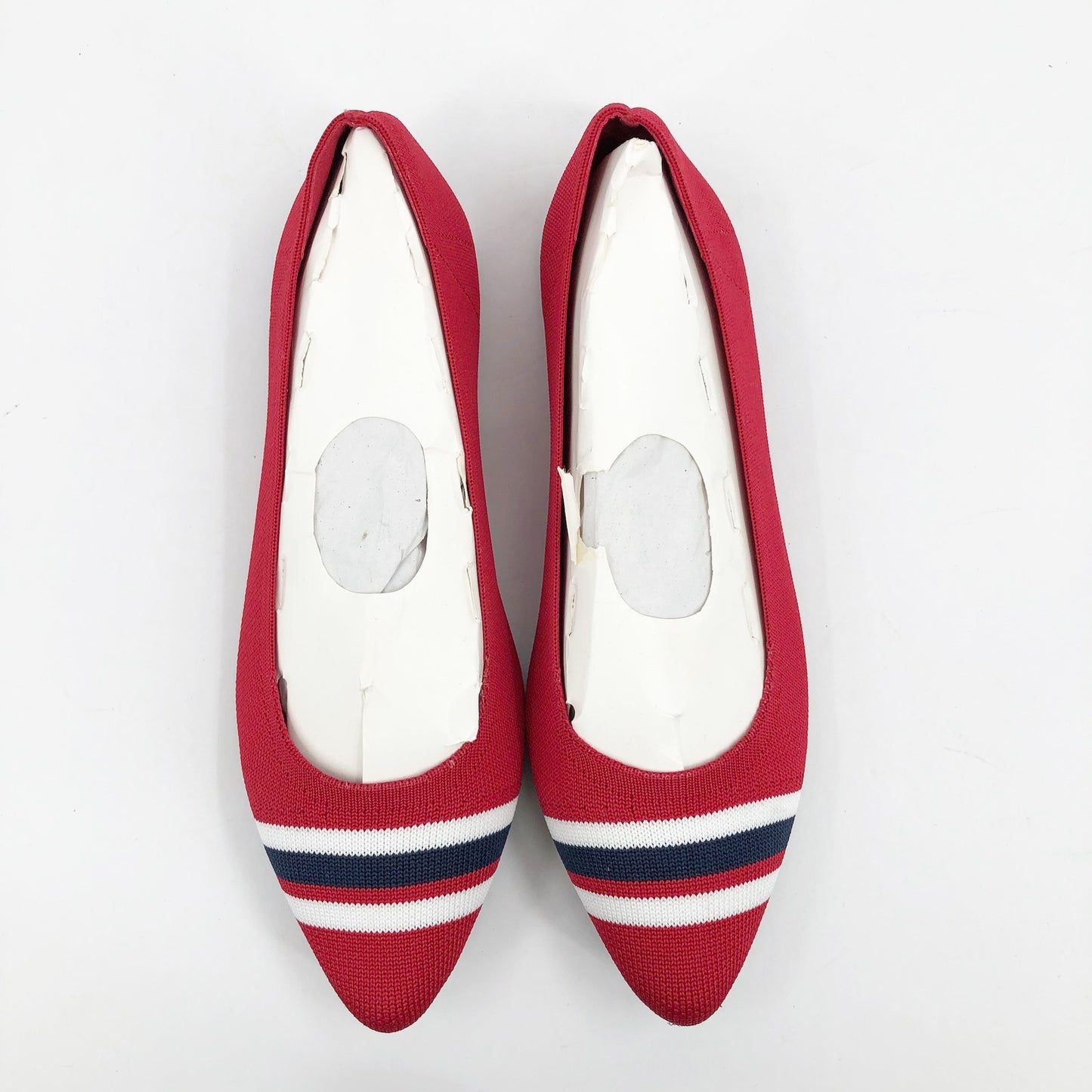 MIA Women's  Emme Flyknit Ballet Flats Shoes Size 6 Red Stripes Pointed Toe