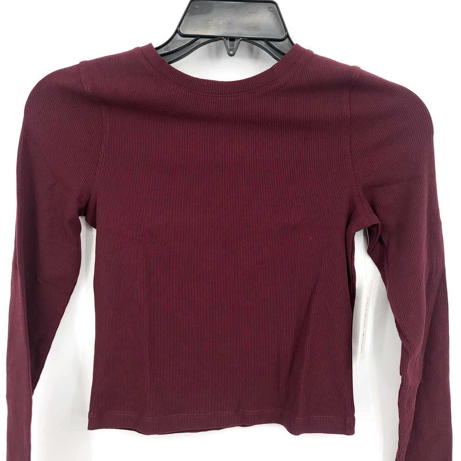 OUTDOOR VOICES Womens SuperForm Rib Crop Top XXL Red Shiraz Long Sleeve NWT