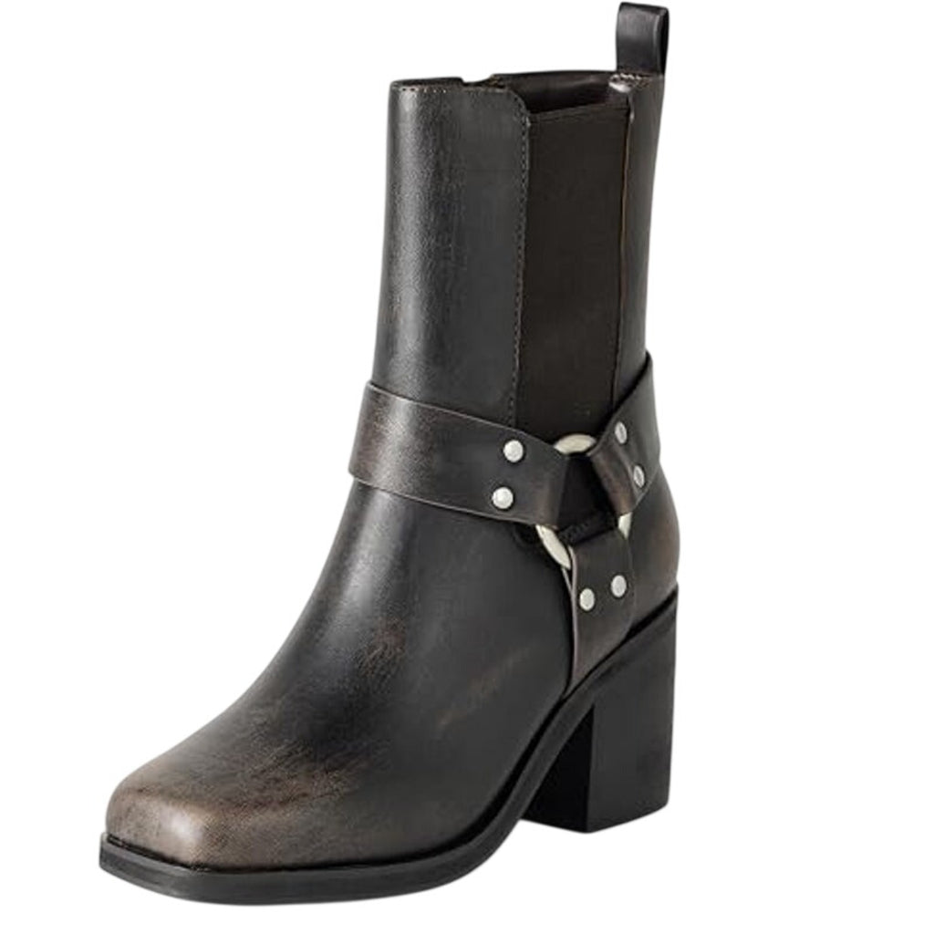 The Drop Womens Stevens Heeled Chelsea Boots US 7.5 Brown Distressed Cognac NWT