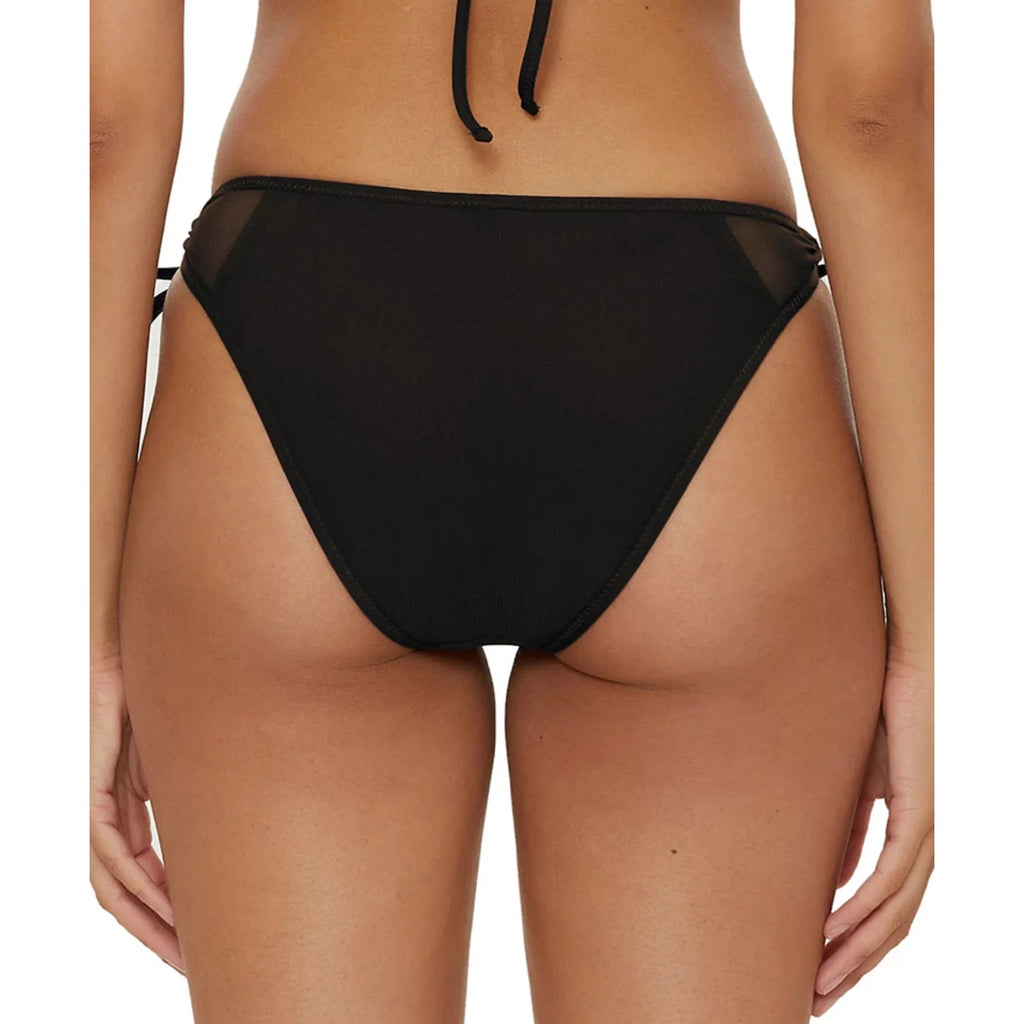 BECCA Women's Muse Mesh-Inset Bikini Bottoms Medium Black Side-Tie NWT