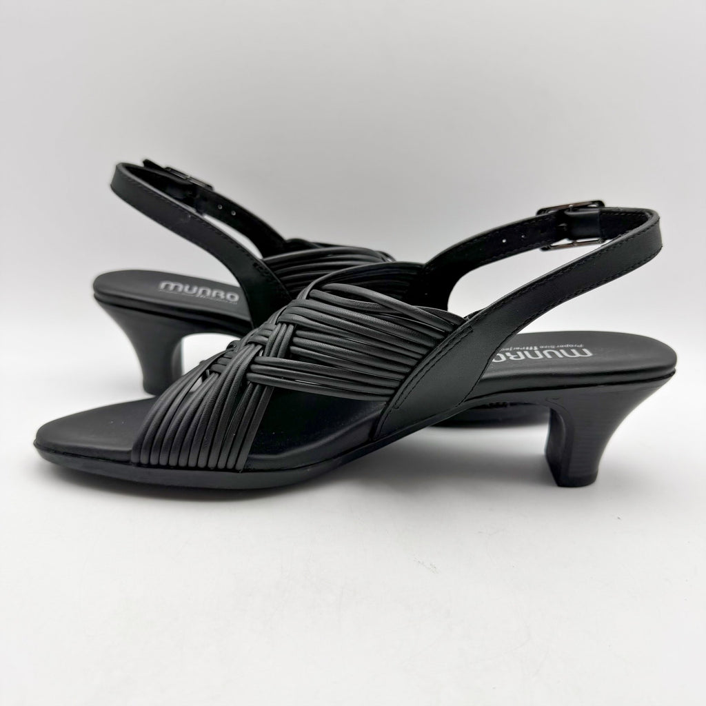 MUNRO Women's Marianna Heel Sandals Size 11 Narrow Black Leather NIB