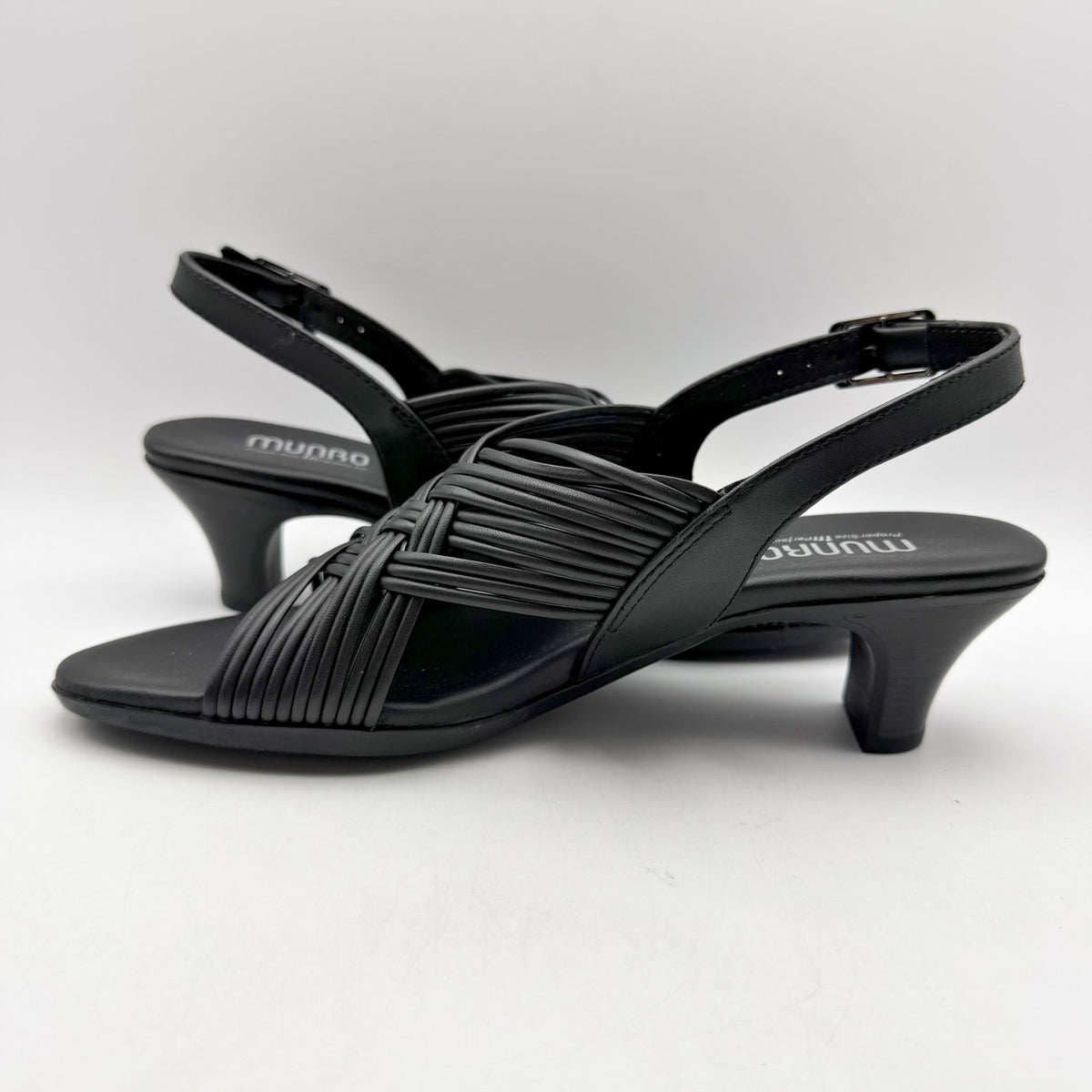 MUNRO Women's Marianna Heel Sandals Size 11 Narrow Black Leather NIB
