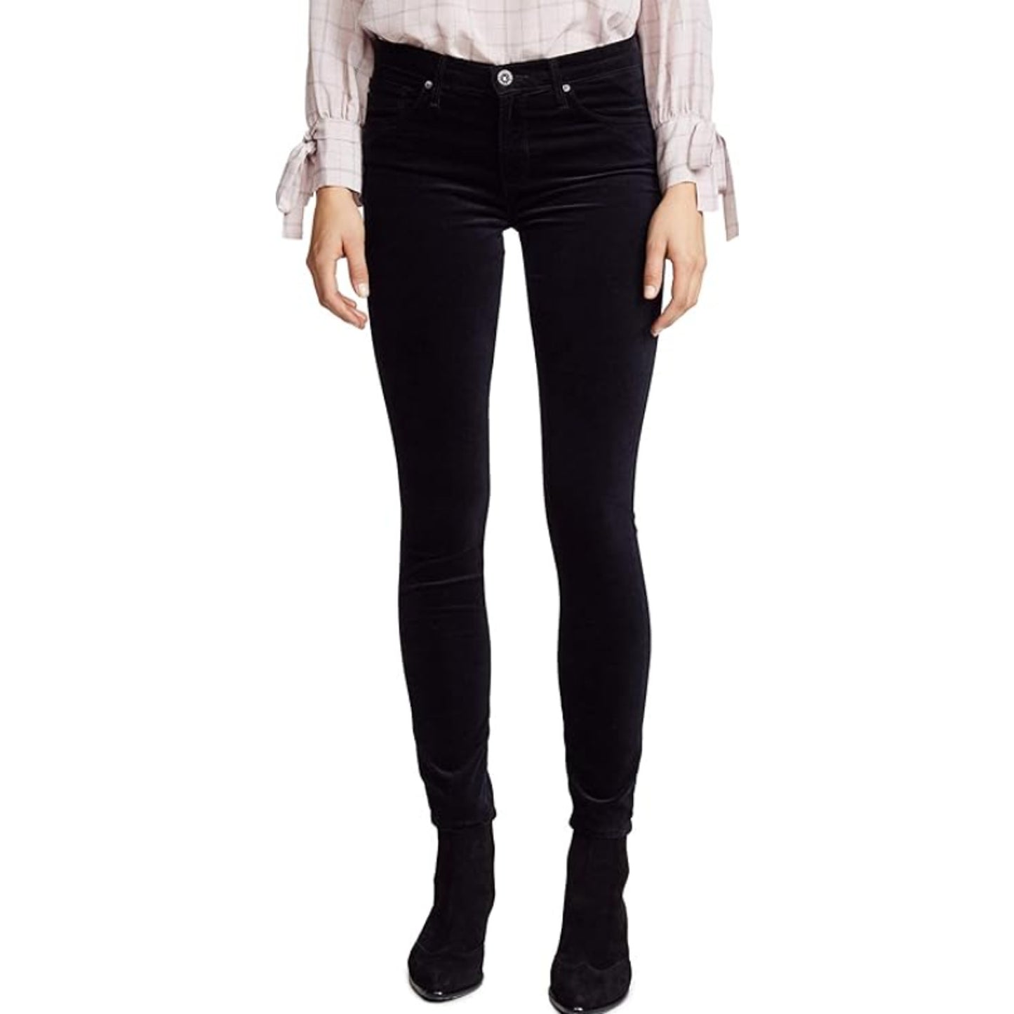 AG ADRIANO GOLDSCHMIED The Legging Velvet Jeans 24R US 00 Black Skinny NWT