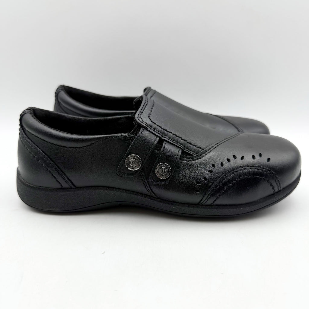 Rockport Womens Daisey Work Slip-On Shoe US 5.5 Wide Black Leather Alloy Toe NIB
