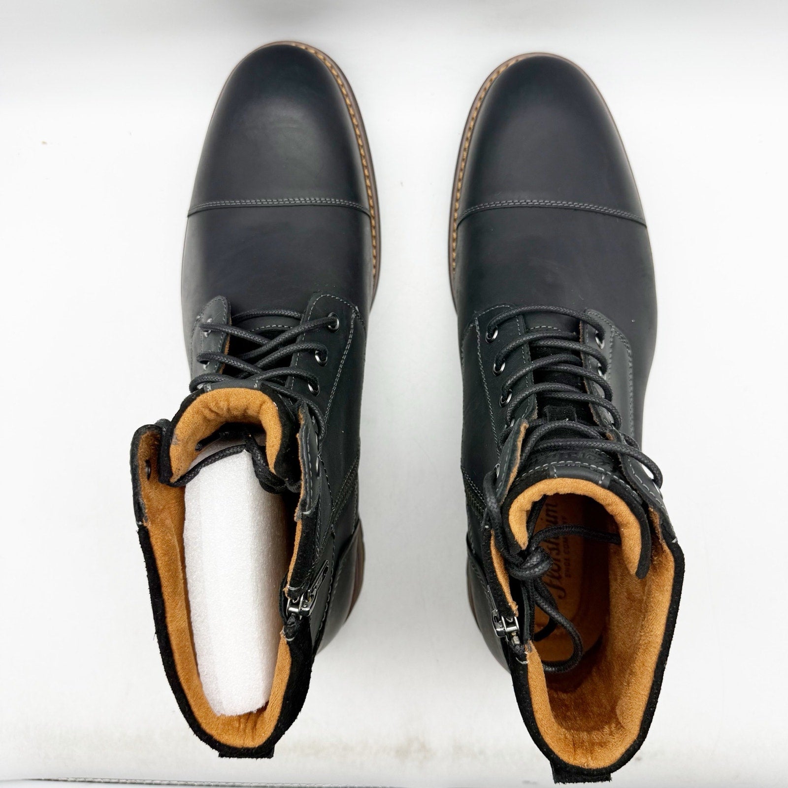 Florsheim Mens Chalet Ankle Boots US 11 Wide EU 44 Black Leather NIB