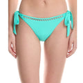 BECCA Modern Edge Demi Bikini Bottom Medium Aqua Sea Green Side Tie Ribbed NWT