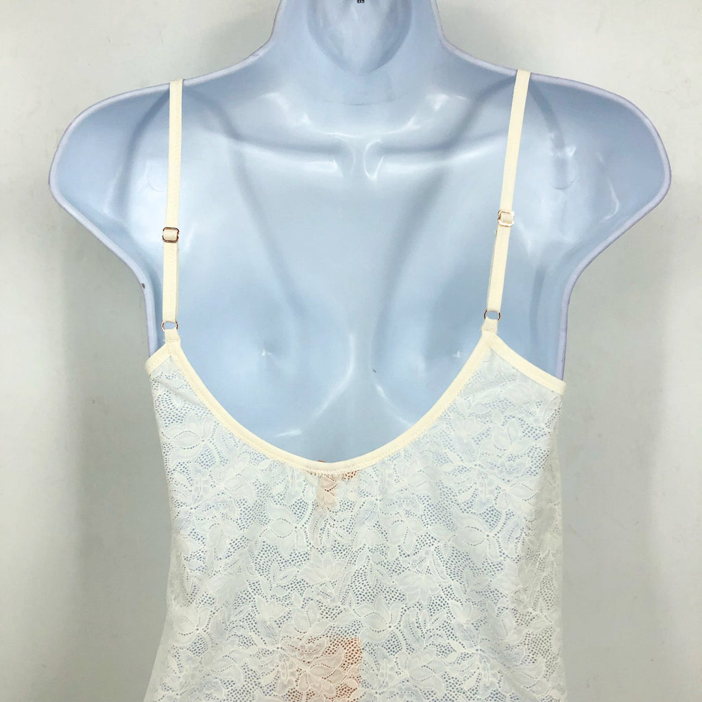 EBERJEY Women's Soft Stretch Slip Chemise Medium Ivory Lace Scoop Back NWT