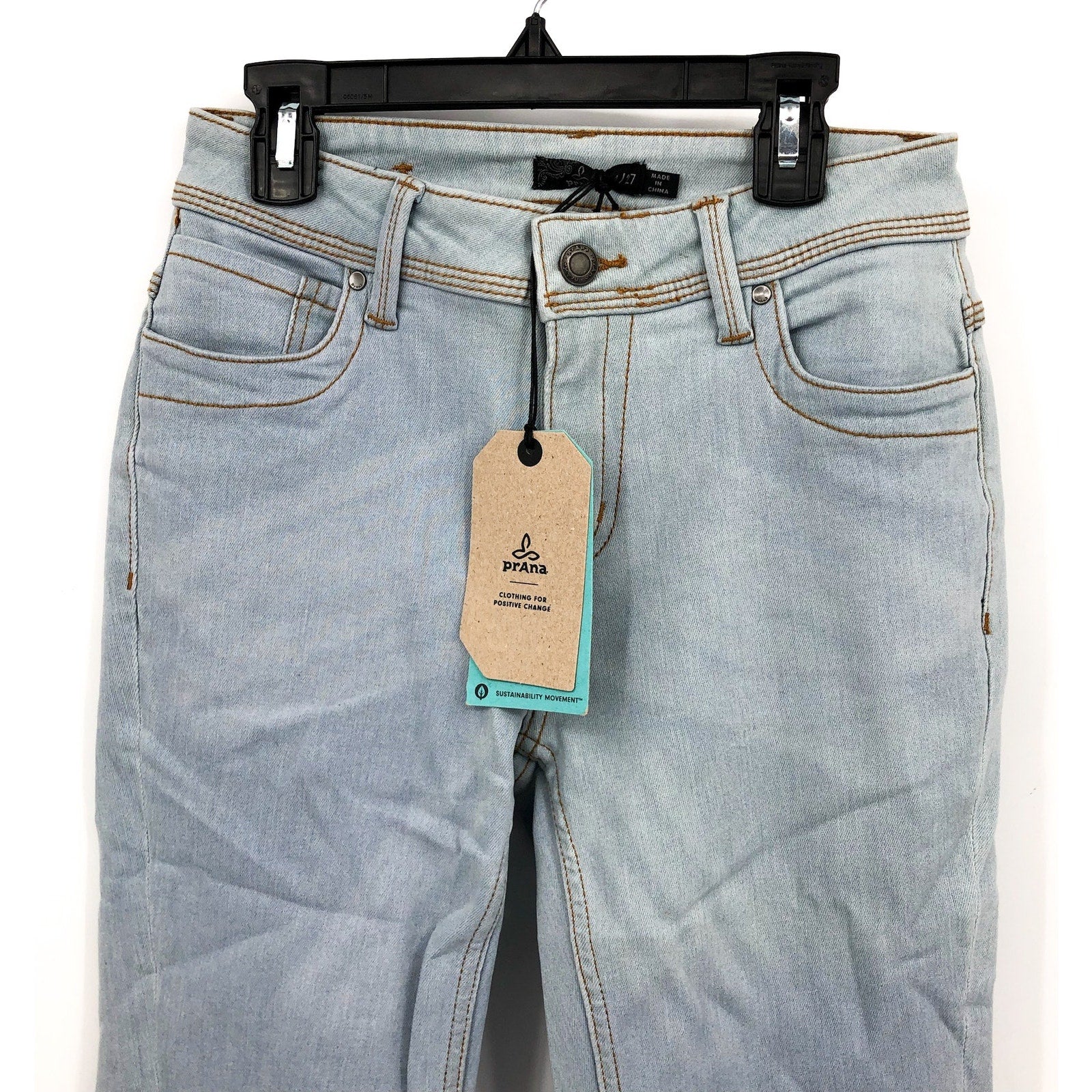 PRANA Womens Soma Skinny Jeans 27x30 US 4 Light Washed Blue High Rise NWT