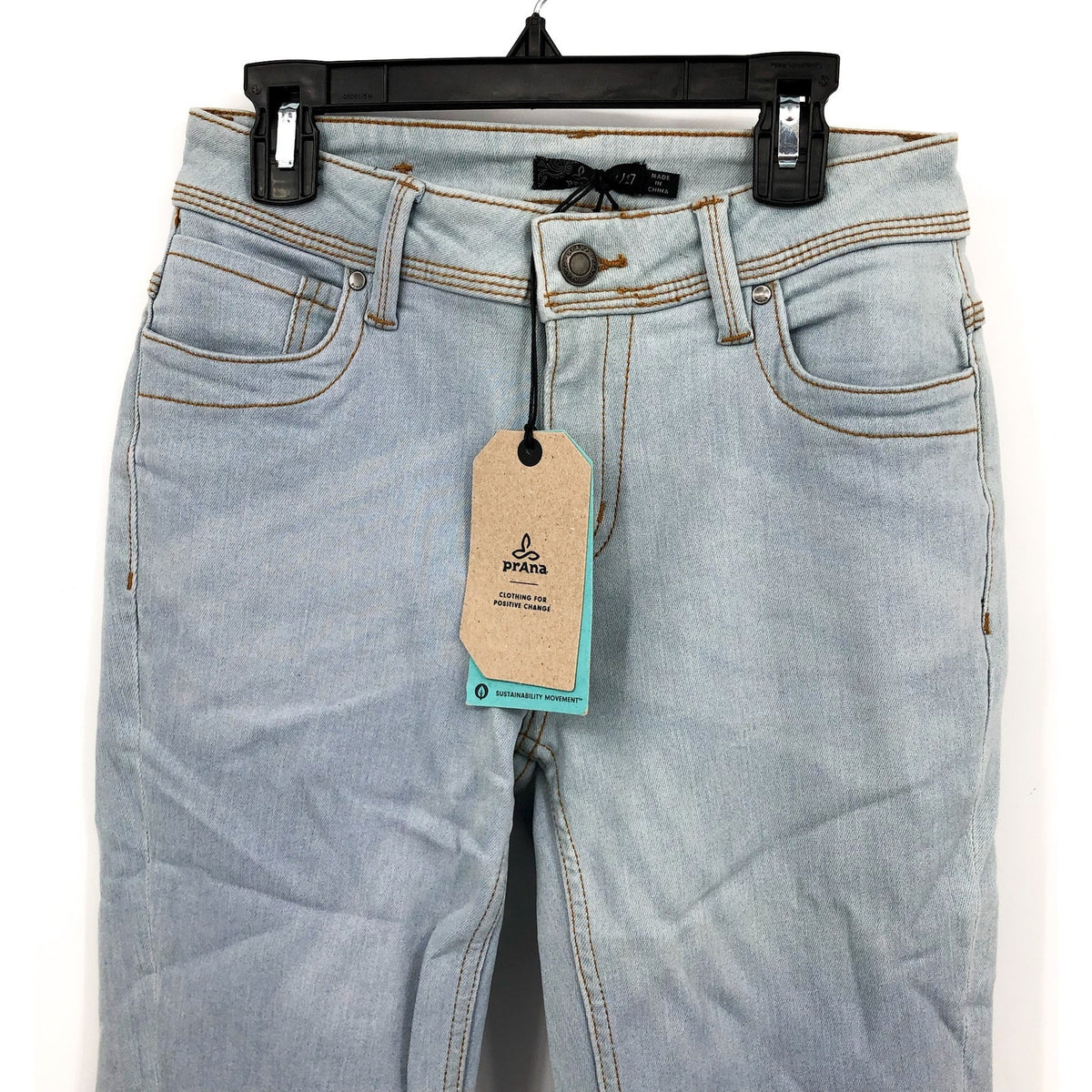 PRANA Womens Soma Skinny Jeans 27x30 US 4 Light Washed Blue High Rise NWT