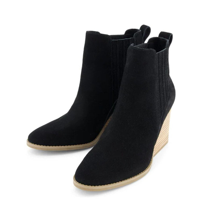 Toms Womens Noa Ankle Boots Size 5 EU 35.5 Black Suede Pull On NIB