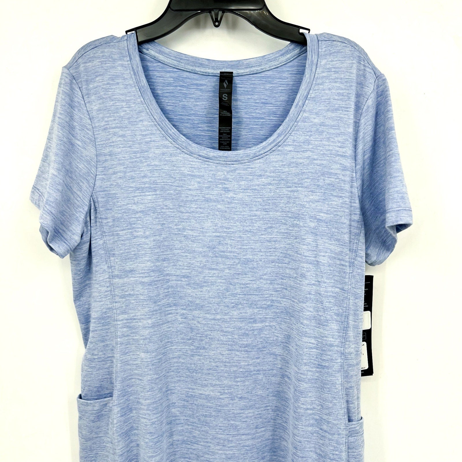 SKECHERS Women's GoDri Swift T-Shirt Dress Small Light Blue Short Sleeve NWT
