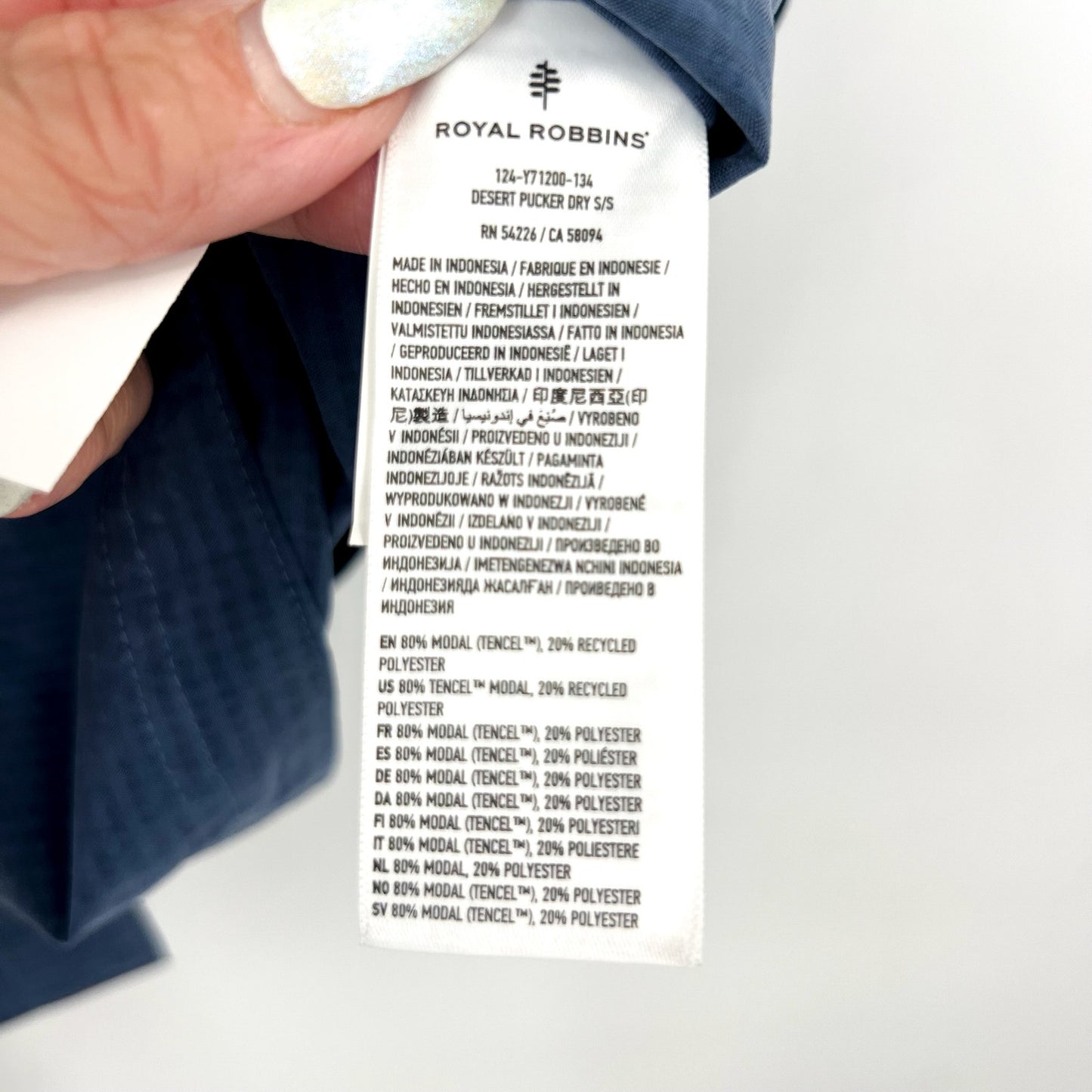 ROYAL ROBBINS Men's Desert Pucker Dry S/S Shirt Medium Collins Blue NWOT