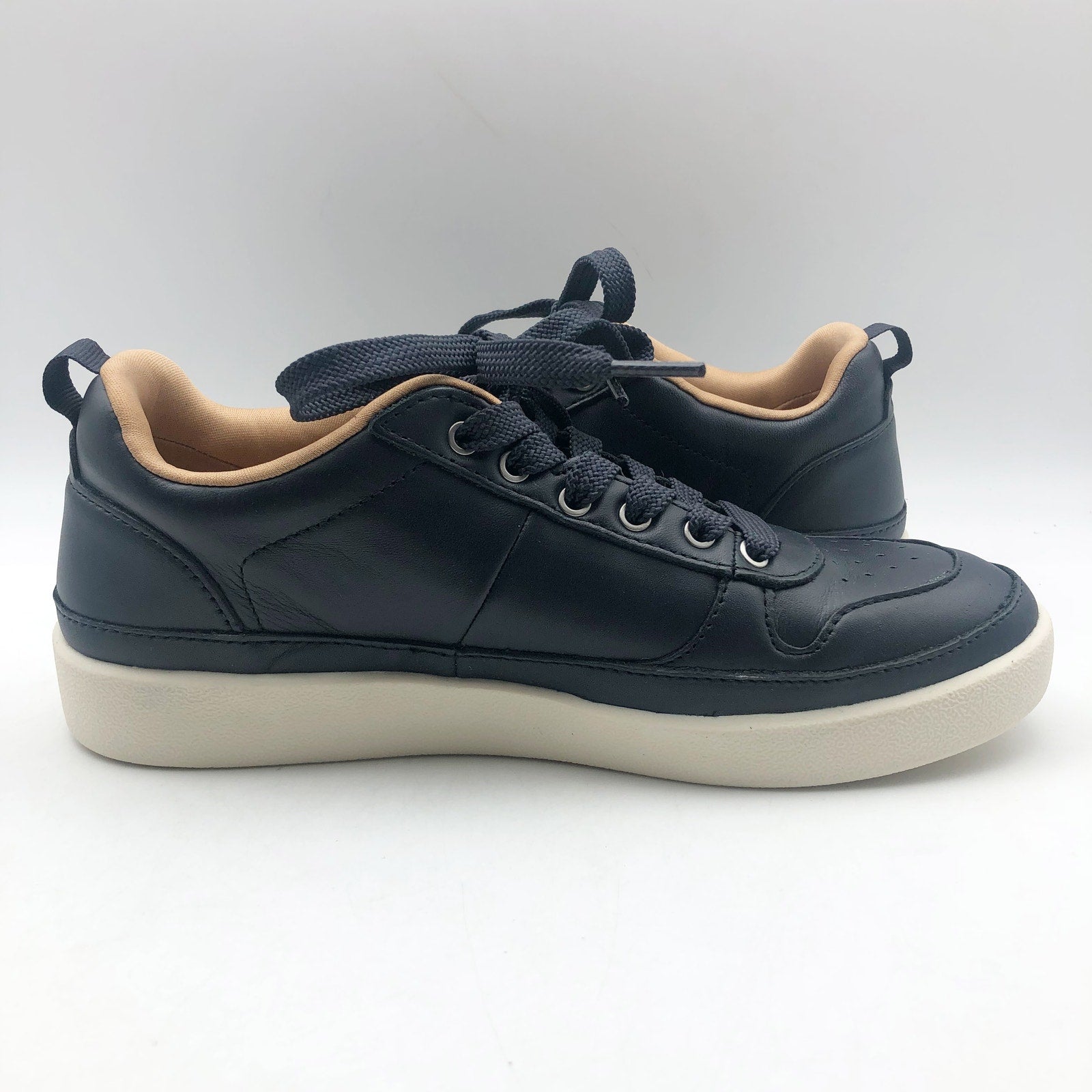 Vionic Womens Elise Casual Sneakers US 6.5 EU 36.5 Navy Blue Leather Low Top NIB