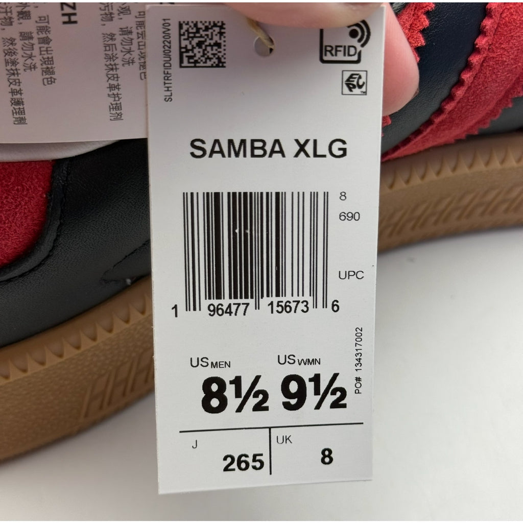 Adidas Samba XLG Sneakers MENS 8.5 WOMENS 9.5 Black Red Suede Athletic NIB