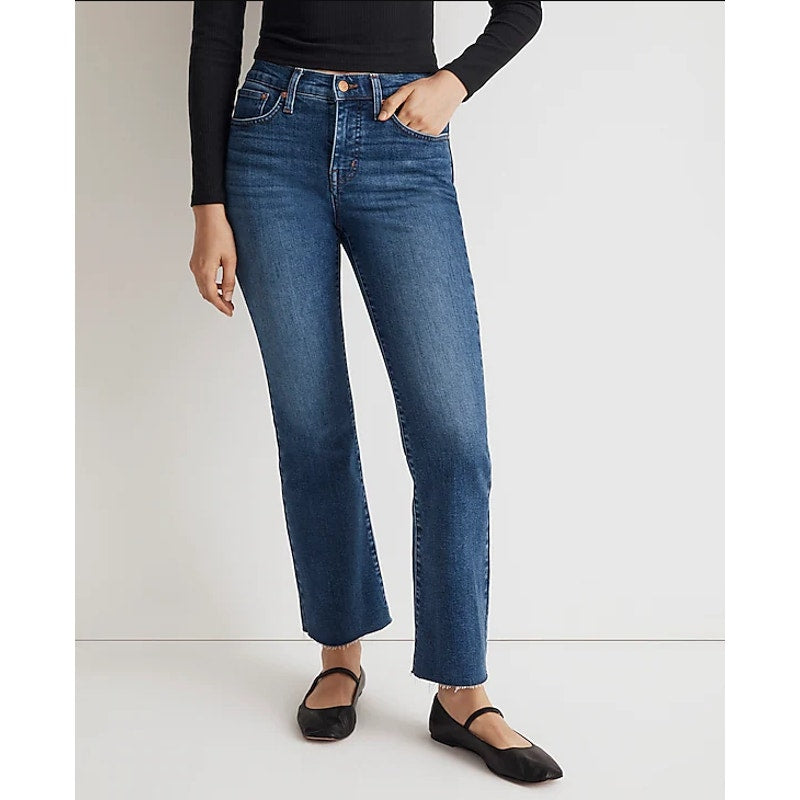 MADEWELL Women's Kick Out Crop Jeans Size 24 Blue Brinton NM242 Mid Rise NWT