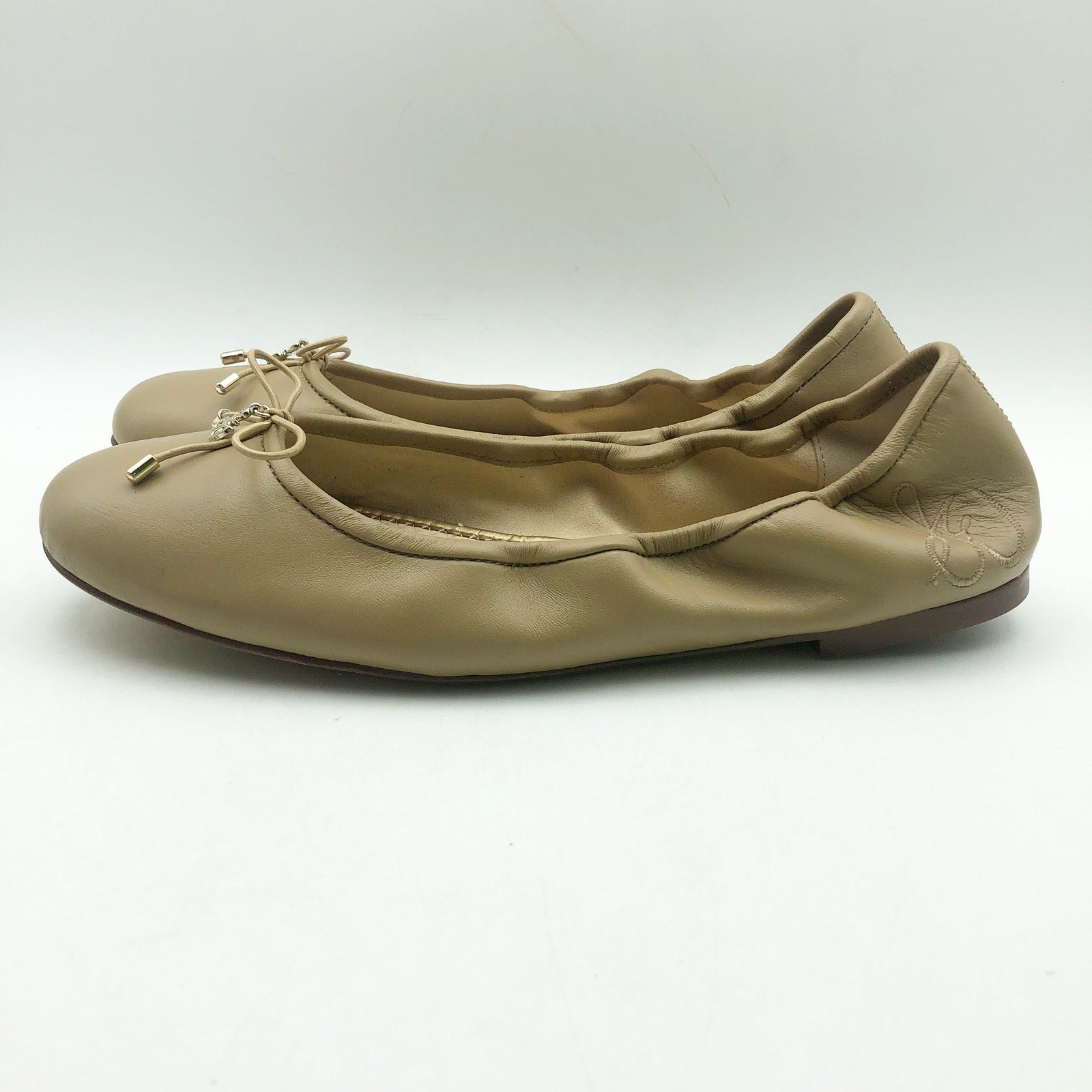 Sam Edelman Womens Felicia Cushioned Ballet Flats US 9 Beige Leather NIB