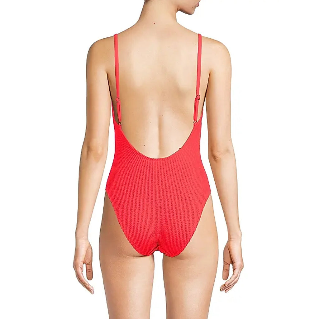 LILLY PULITZER Womens Alizee Crinkled One-Piece Swimsuit Size 10 Mizner Red NWT
