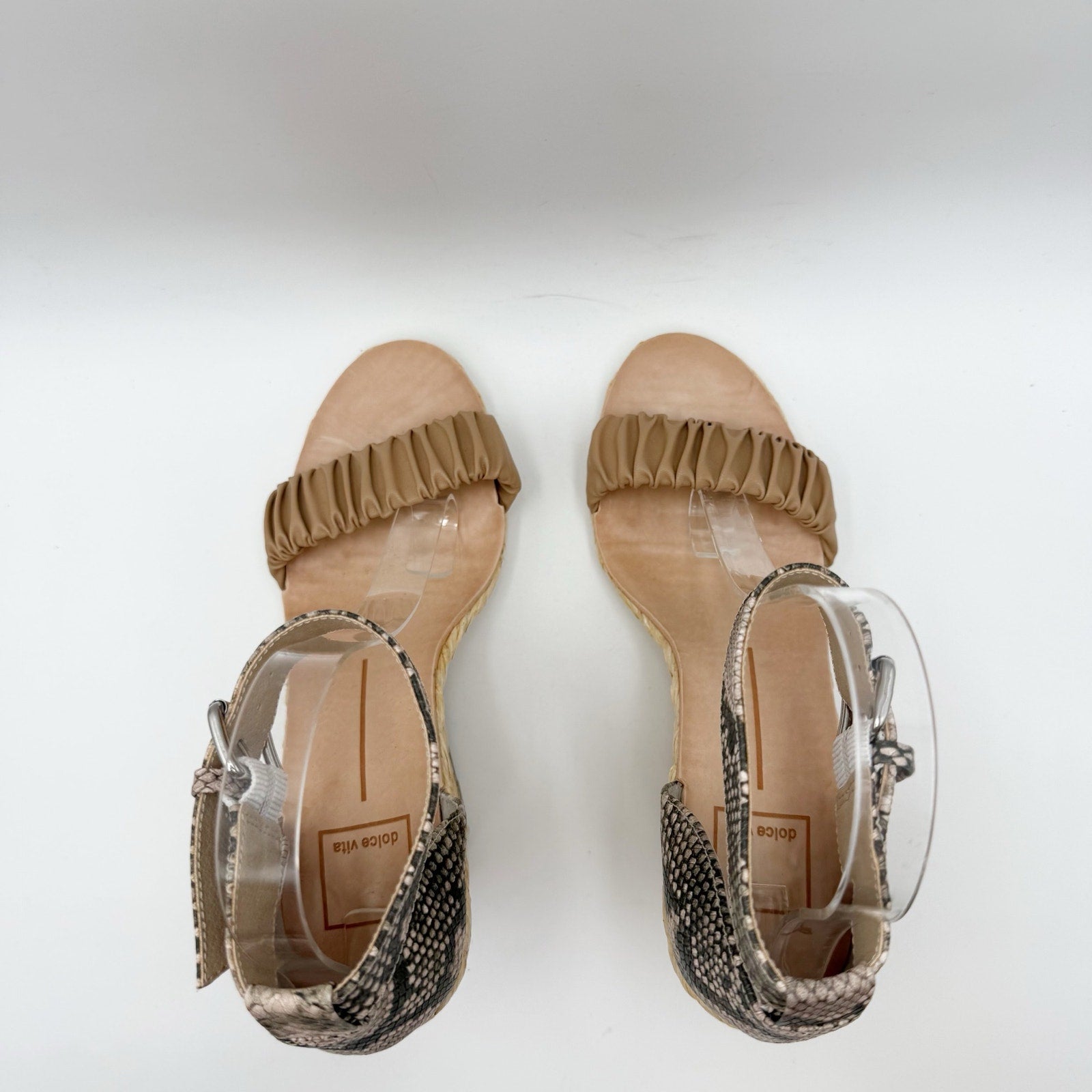 DOLCE Vita Womens Noor Wedge Sandals Size 8.5 Brown Espadrille Leather NWOB