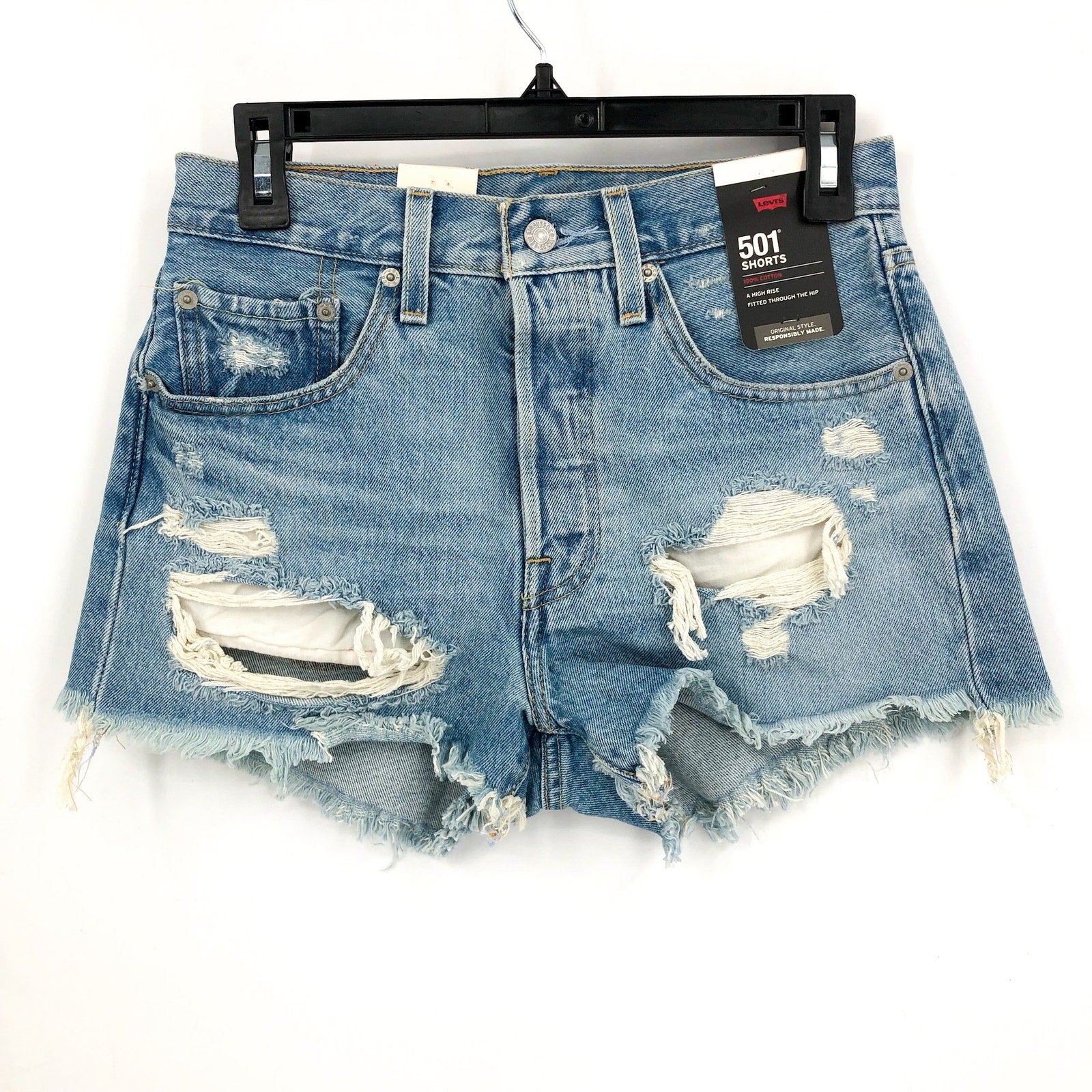 LEVI'S Womens 501 Original Shorts Size 26 US 2 Medium Wash Fault 563270012 NWT