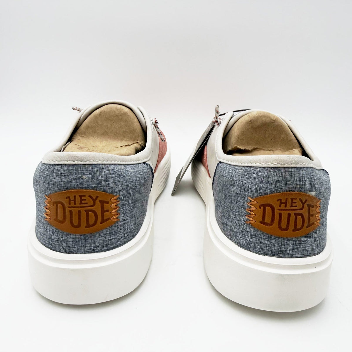 HEY DUDE Mens Conway Craft Linen Shoes Size 8 Womens 10 Red White Blue NWT