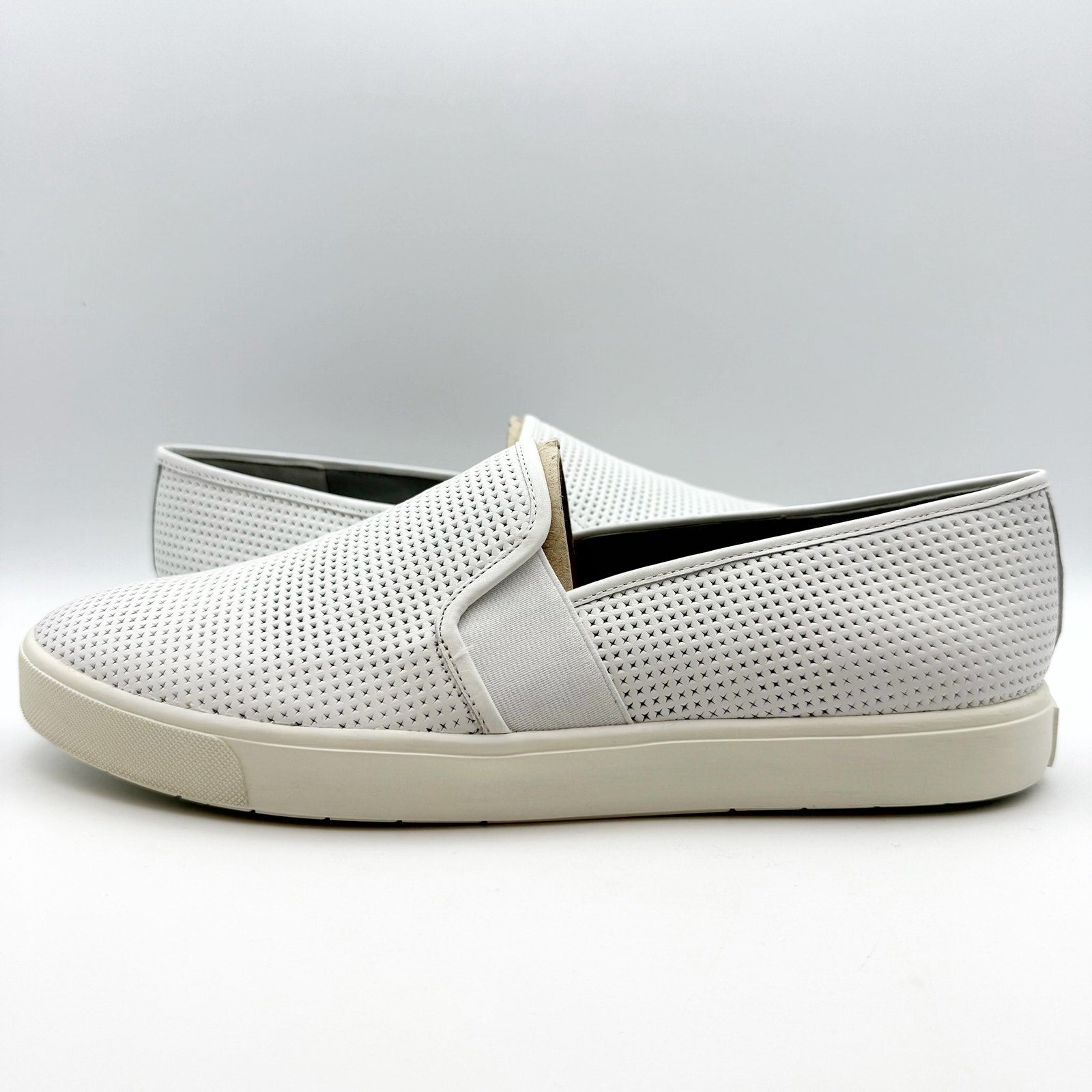 Vince Womens Blair 5 Perforated Slip On Sneaker SIZE 11 White Nubuck Leather