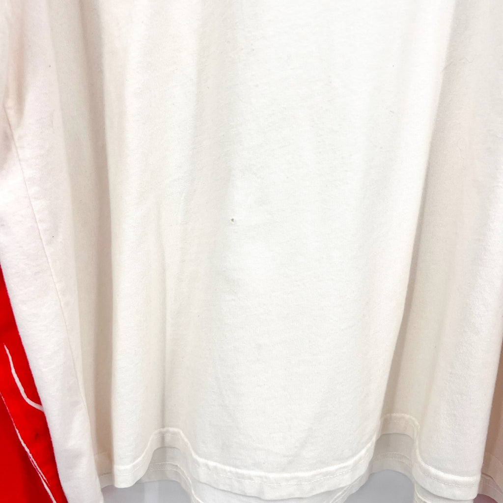 BTFL Men's Crewneck Baseball T-Shirt with Vinyl Sleeves Large White/Red NWOT