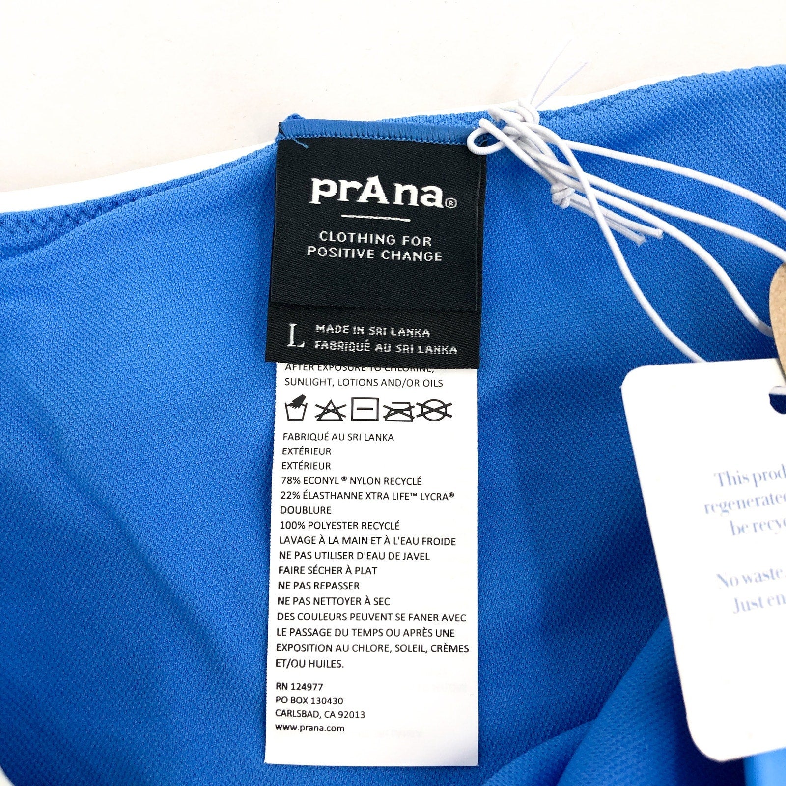 PRANA Women's Tulum Bikini Bottom Large Blue Clear Sky Colorblock Mid Rise NWT