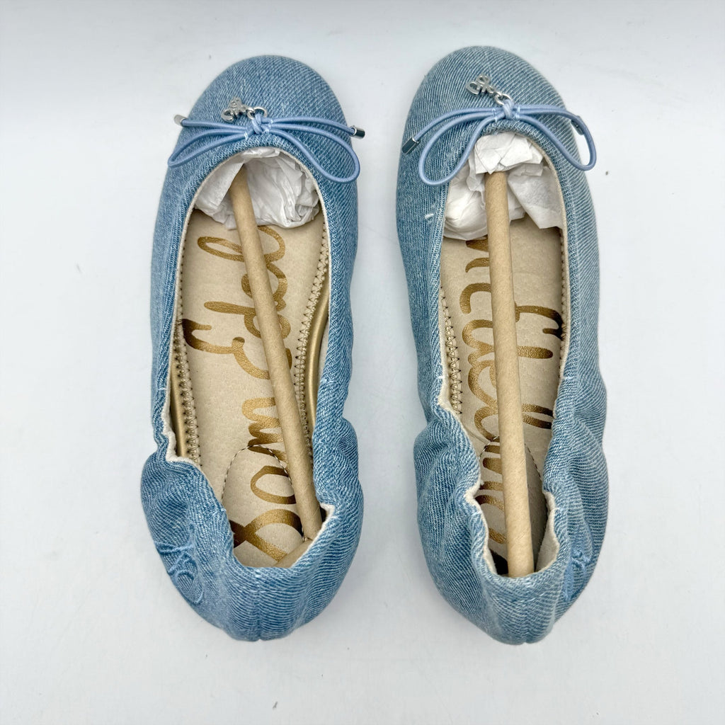 Sam Edelman Kids Felicia Ballet Flats US 13 M EU 31 Blue Denim Leather NIB