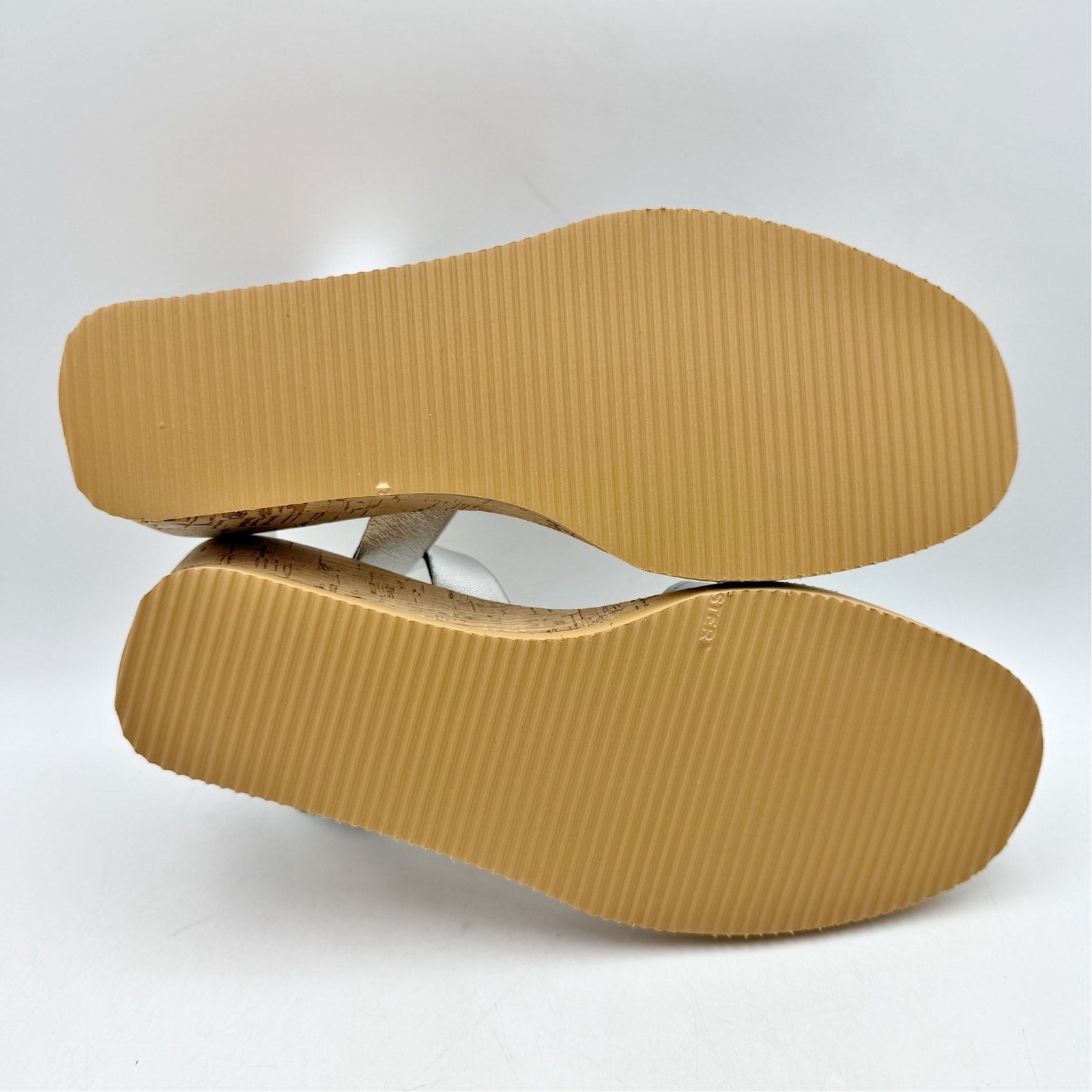 CalaXini Womens Cork Wedge Sandals EU 39 US 8.5-9 Silver Leather NWOB