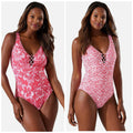 TOMMY BAHAMA Scrolls Reversible One-Piece Swimsuit Size 4 Pink Lace Back NWOT