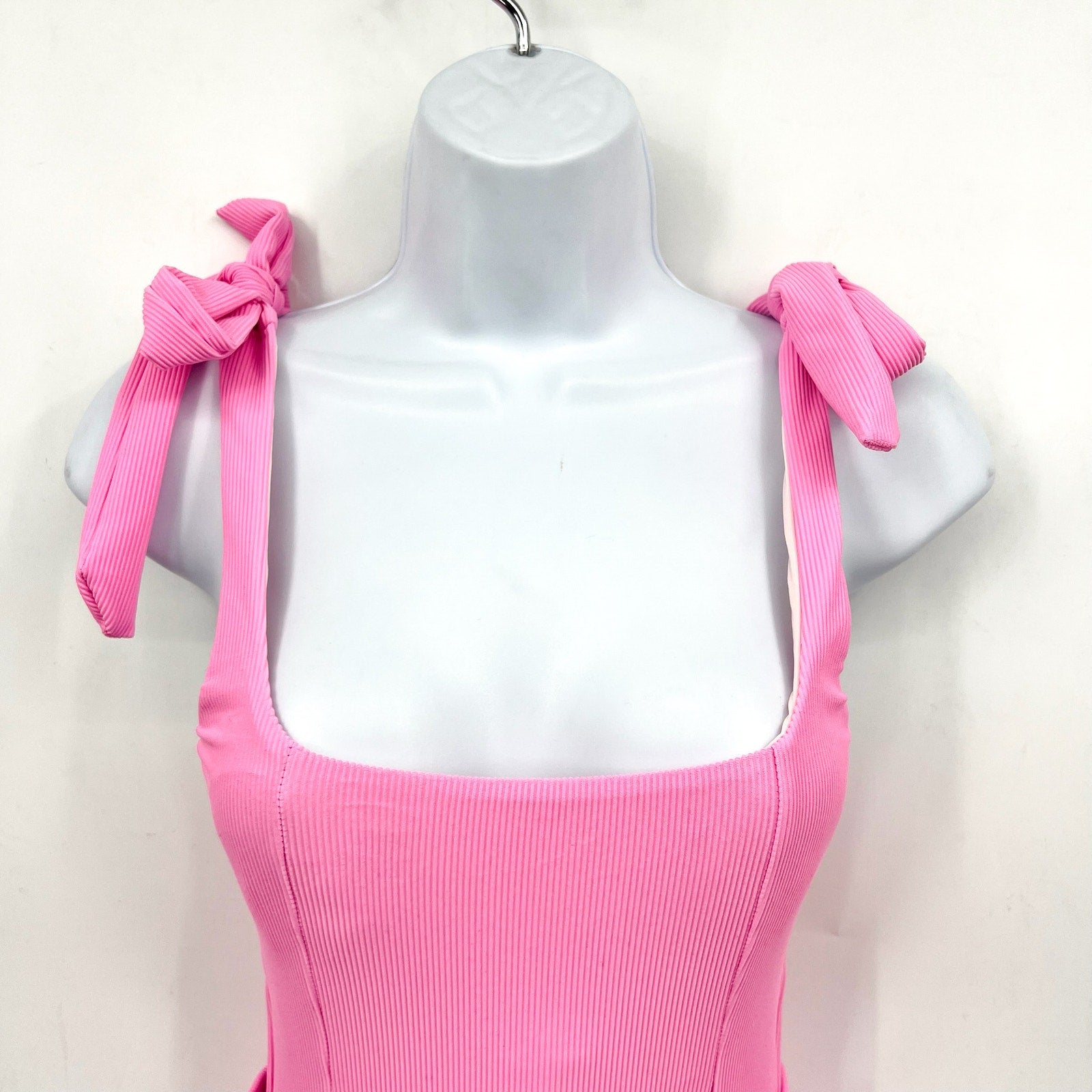 BEACH RIOT Women's Sydney Belted One Piece Swimsuit XS Prism Pink Ribbed NWT