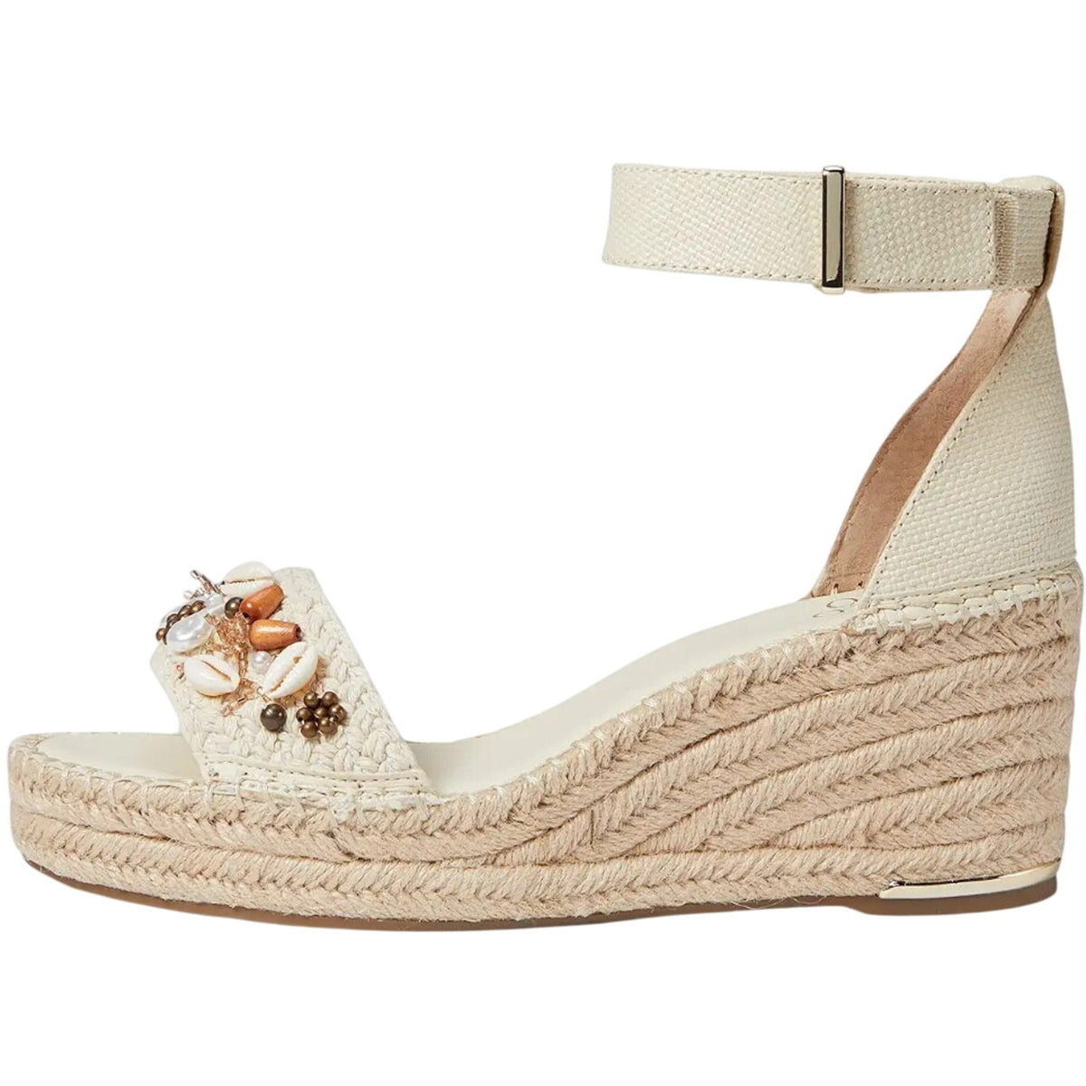 Franco Sarto Womens Clemens Espadrille Wedge Sandals US 8.5 M Beige Raffia NWOB