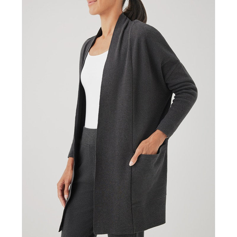 PACT Women' Airplane Wrap Cardigan XS-Small Gray Charcoal Heather Open Front NWT
