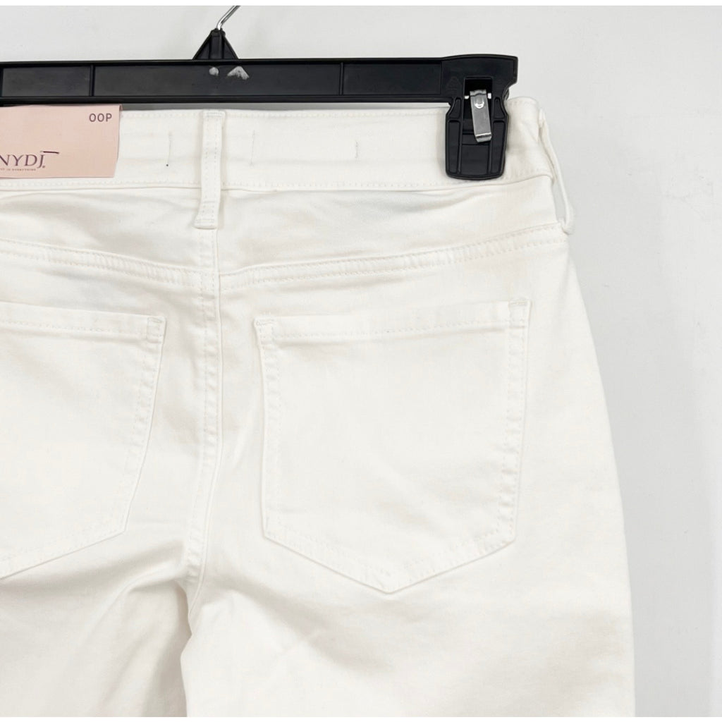 NYDJ Womens's Briella Denim Shorts Size 00 Petite Optic White Cuffs Bermuda NWT