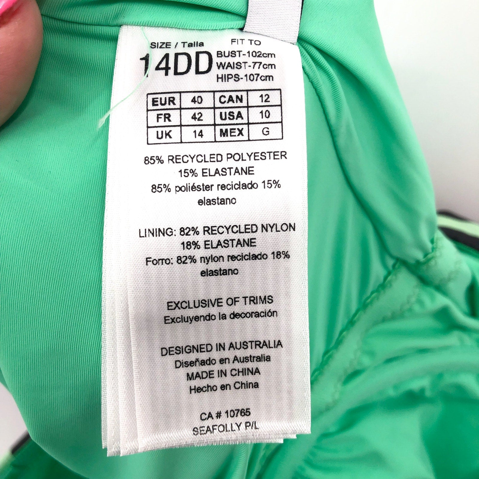 SEAFOLLY Women's Rio Bandeau One Piece Swimsuit Size 10 DD Jade Green Print NWT